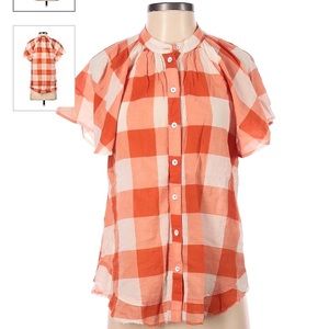 Maeve 100% Cotton Checkered-gingham blouse Size medium